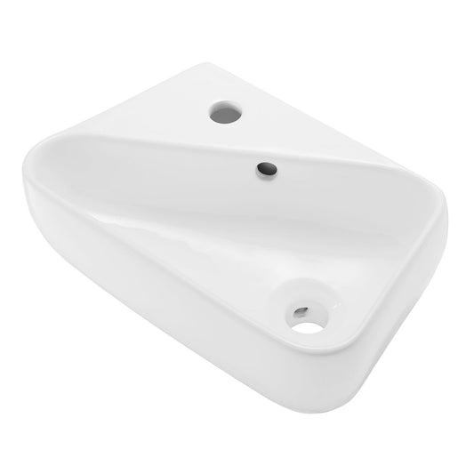 Swiss Madison Plaisir 18" x 11" Rectangular White Ceramic Wall-Hung Bathroom Sink With Left Side Single Hole Faucet