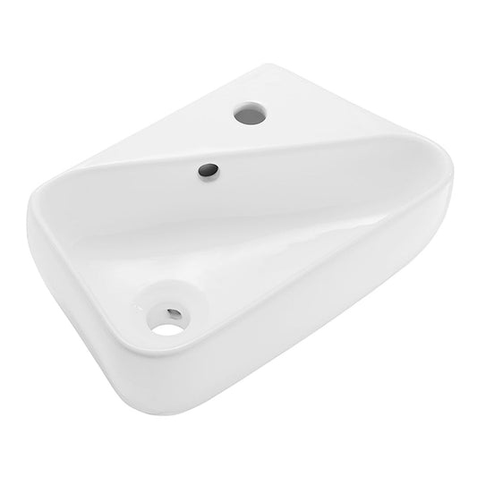 Swiss Madison Plaisir 18" x 11" Rectangular White Ceramic Wall-Hung Bathroom Sink With Right Side Single Hole Faucet