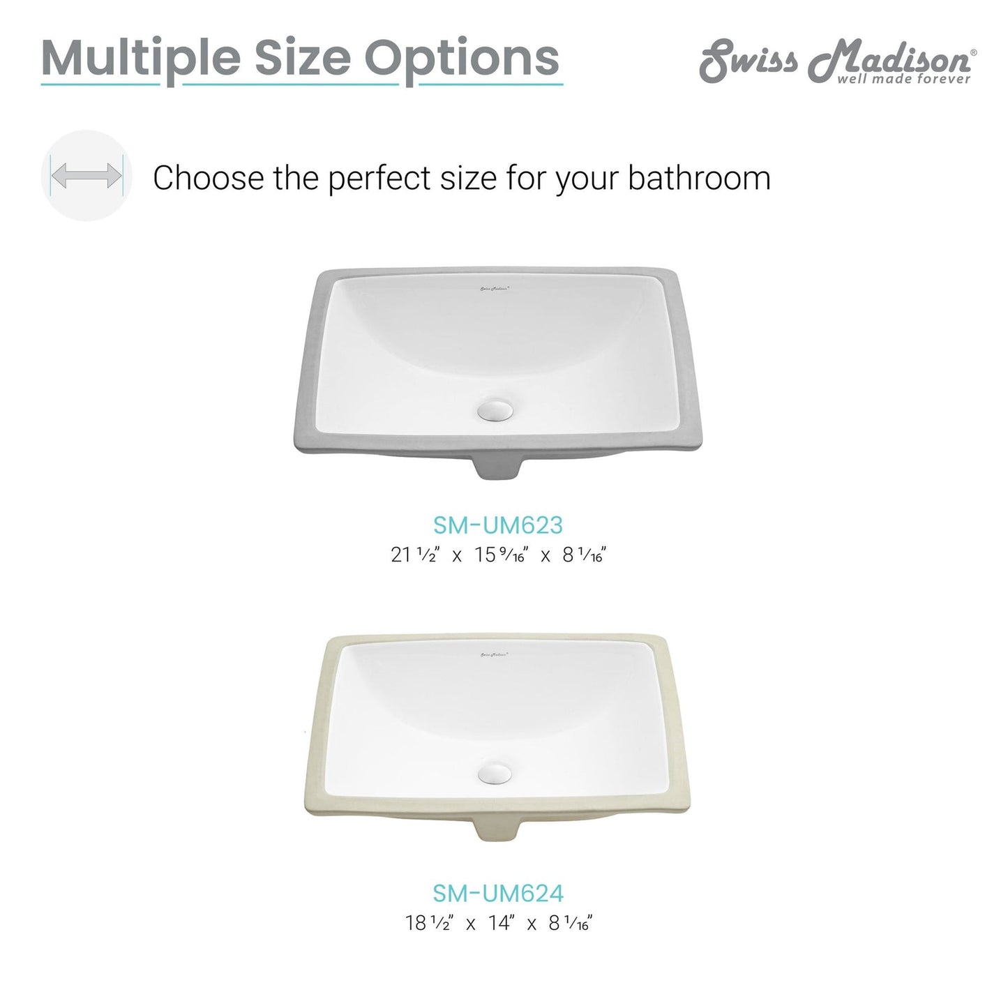 Swiss Madison Plaisir 19" x 14" White Rectangle Ceramic Bathroom Undermount Sink