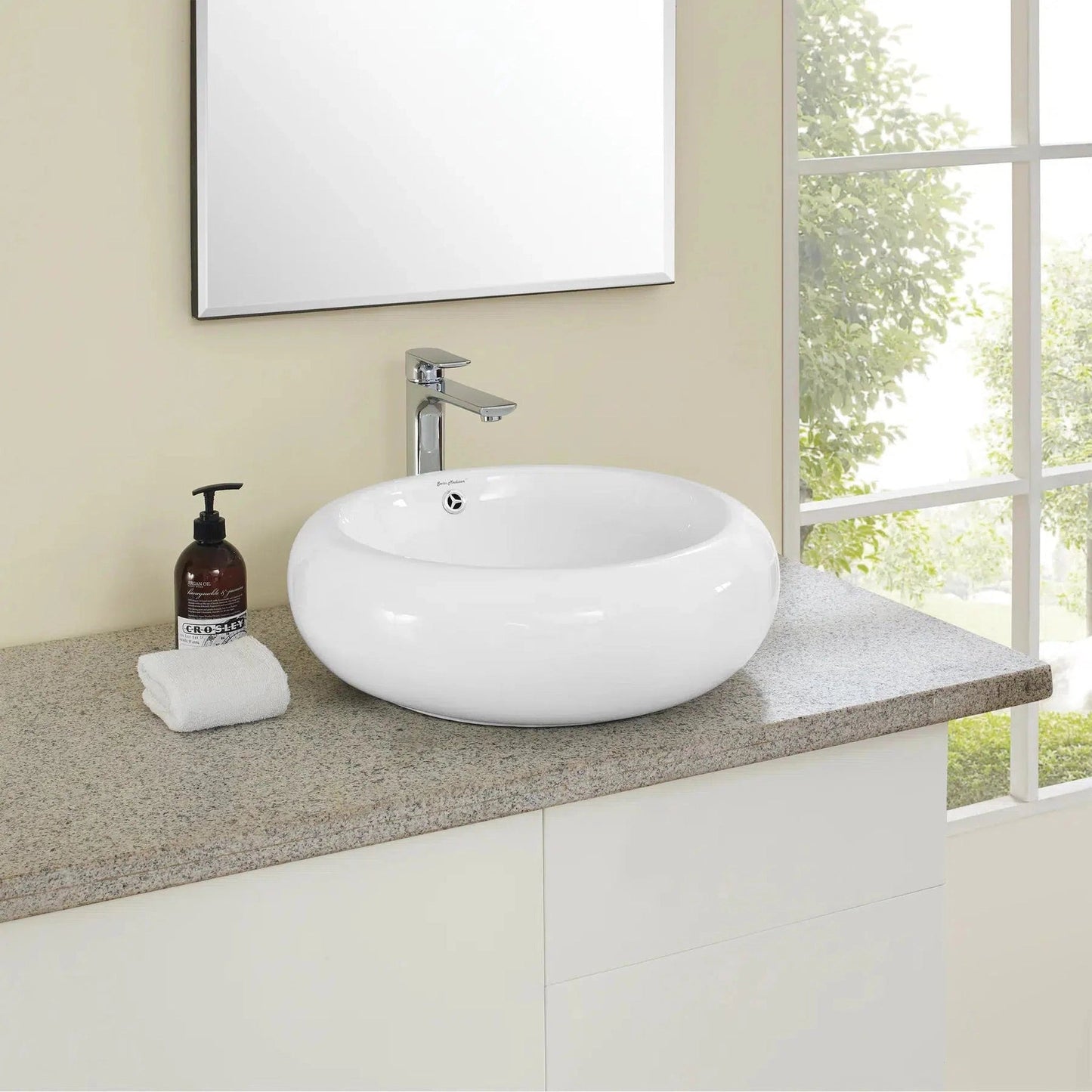 Swiss Madison Plaisir 20" x 20" White Round Ceramic Vessel Bathroom Sink