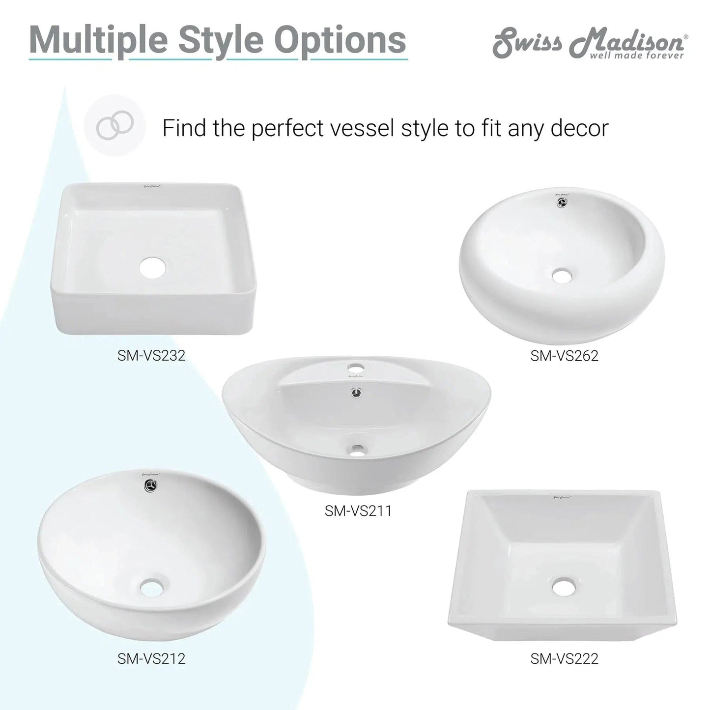 Swiss Madison Plaisir 20" x 20" White Round Ceramic Vessel Bathroom Sink
