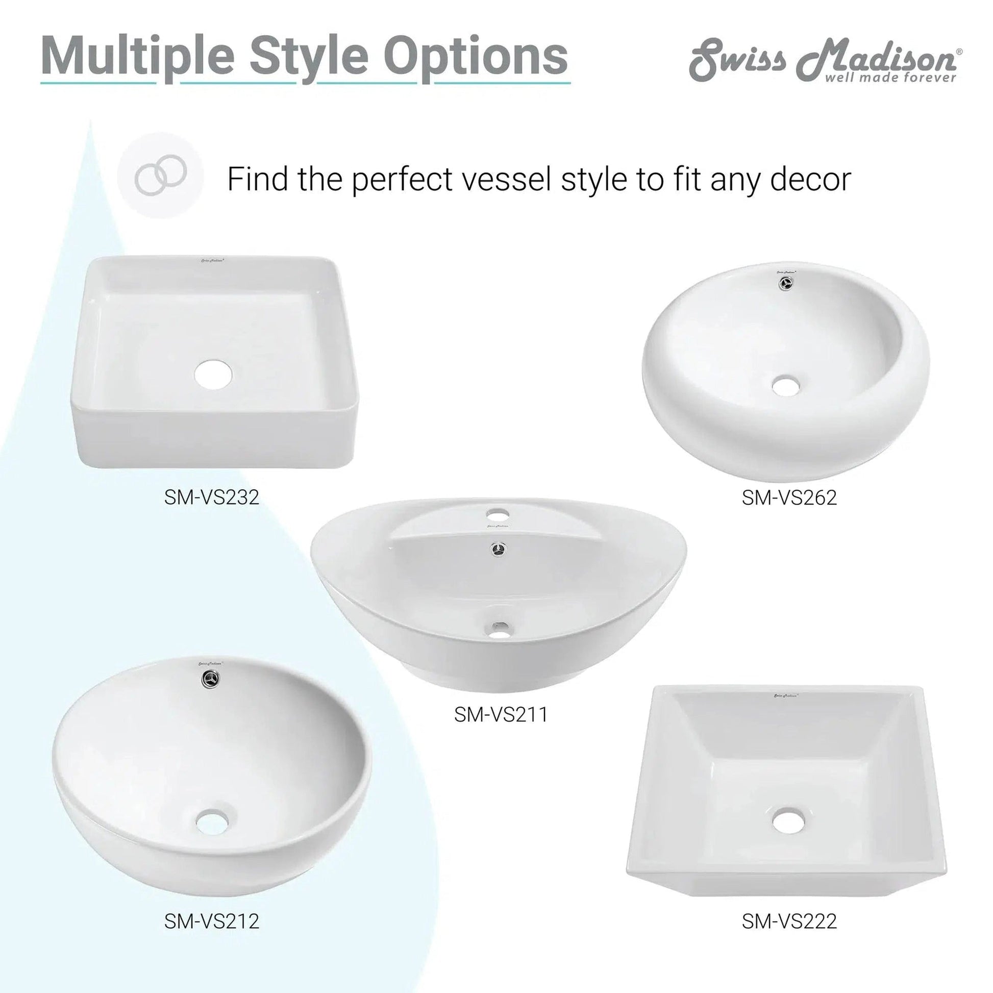 Swiss Madison Plaisir 20" x 20" White Round Ceramic Vessel Bathroom Sink