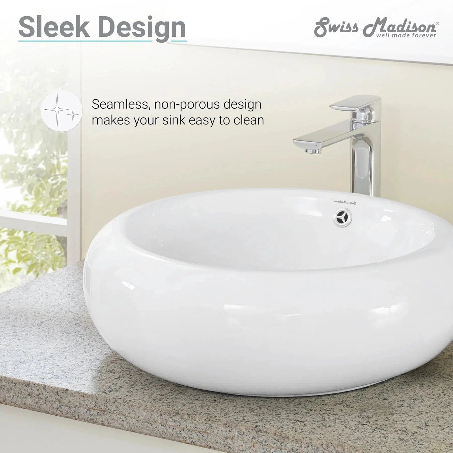 Swiss Madison Plaisir 20" x 20" White Round Ceramic Vessel Bathroom Sink
