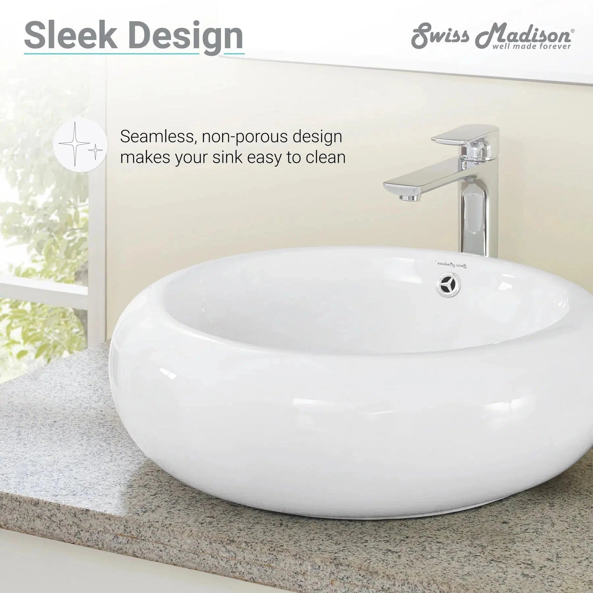 Swiss Madison Plaisir 20" x 20" White Round Ceramic Vessel Bathroom Sink