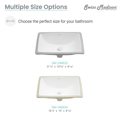 Swiss Madison Plaisir 22" x 16" White Rectangle Ceramic Bathroom Undermount Sink