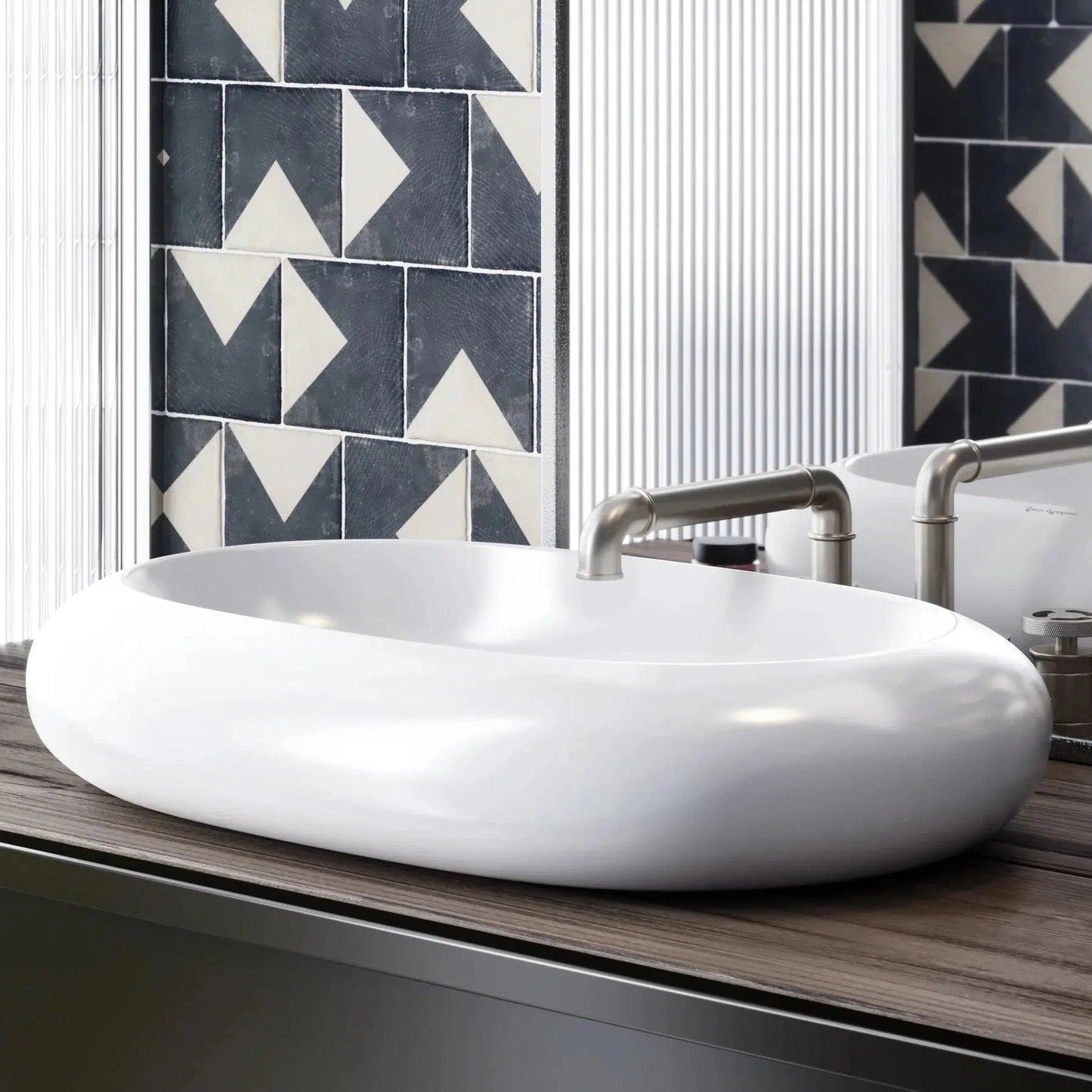 Swiss Madison Plaisir 25" x 16" White Oval Ceramic Vessel Bathroom Sink