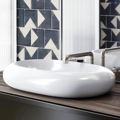Swiss Madison Plaisir 25" x 16" White Oval Ceramic Vessel Bathroom Sink