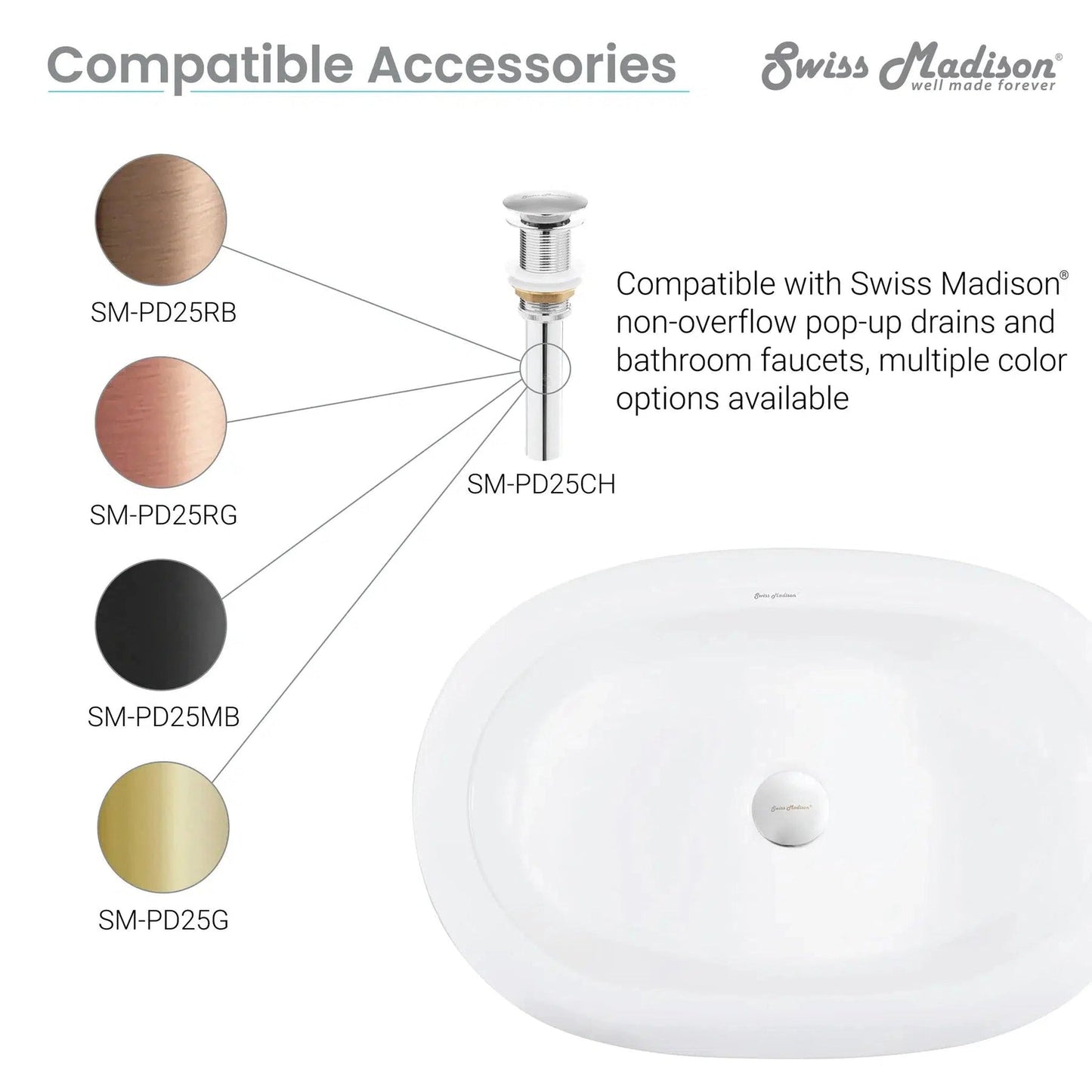Swiss Madison Plaisir 25" x 16" White Oval Ceramic Vessel Bathroom Sink