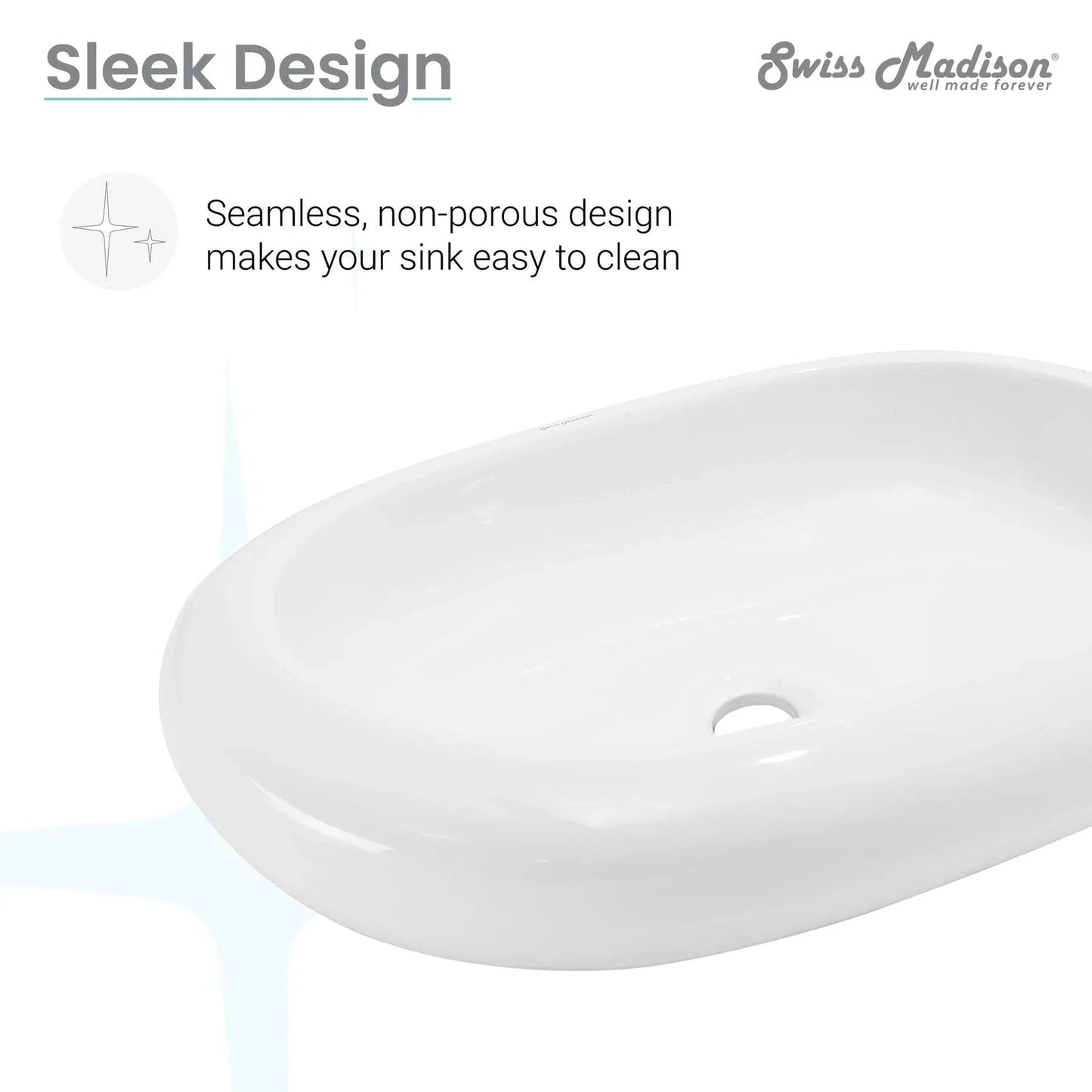 Swiss Madison Plaisir 25" x 16" White Oval Ceramic Vessel Bathroom Sink