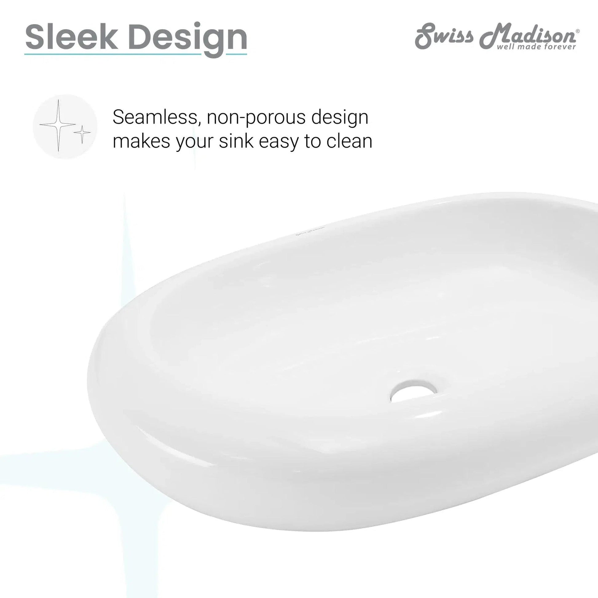 Swiss Madison Plaisir 25" x 16" White Oval Ceramic Vessel Bathroom Sink
