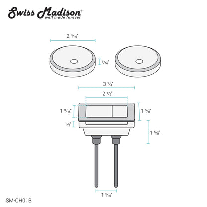 Swiss Madison Rectangular Black Toilet Push Buttons With QQ Feet