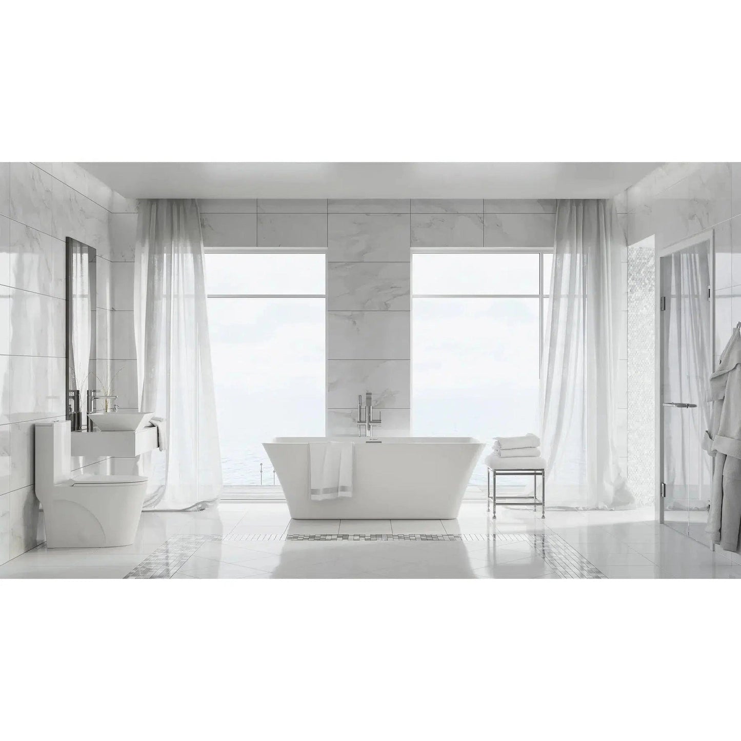 Swiss Madison St Tropez 16" x 16" White Square Ceramic Vessel Bathroom Sink