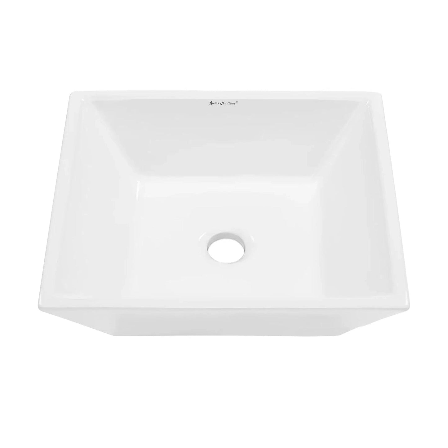 Swiss Madison St Tropez 16" x 16" White Square Ceramic Vessel Bathroom Sink