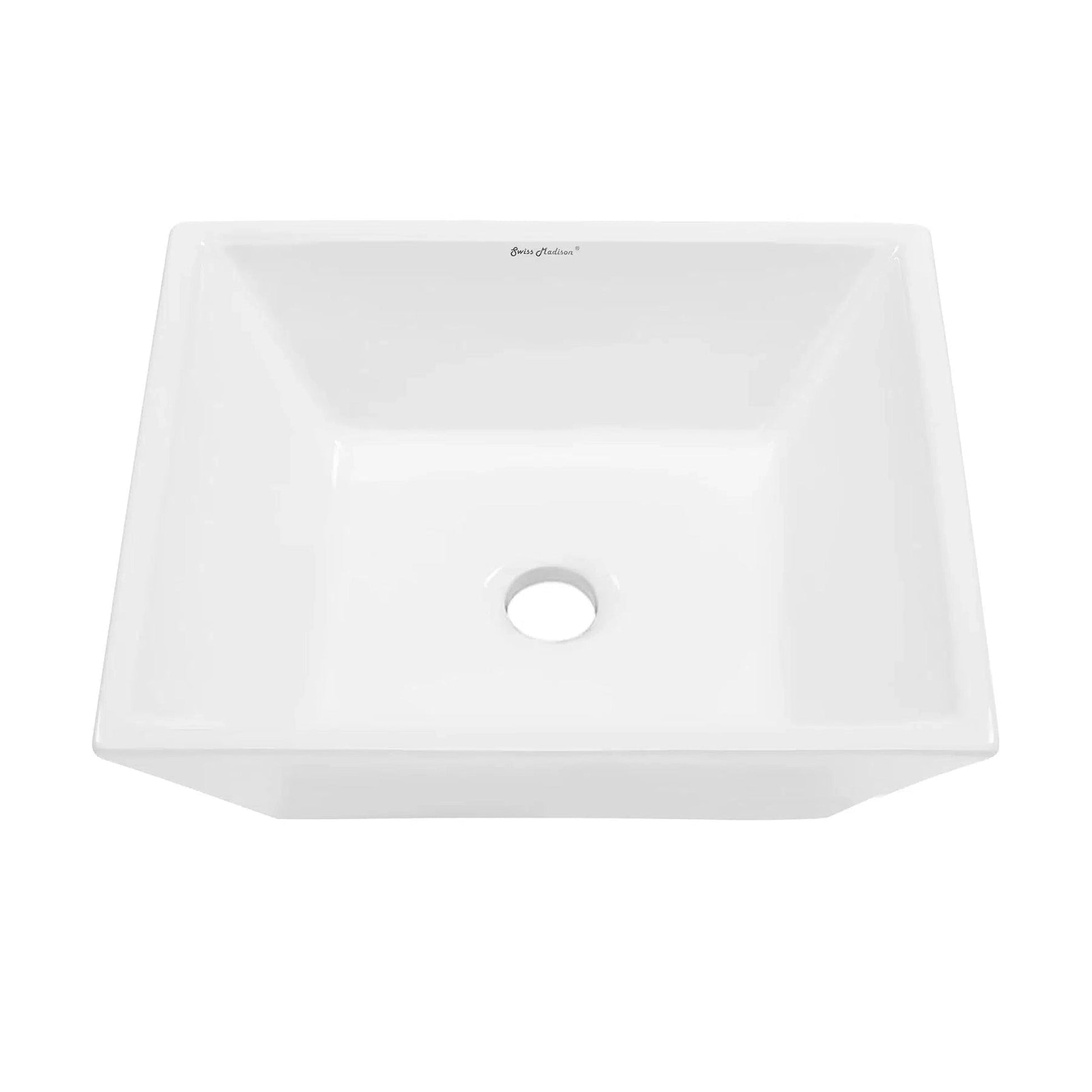 Swiss Madison St Tropez 16" x 16" White Square Ceramic Vessel Bathroom Sink