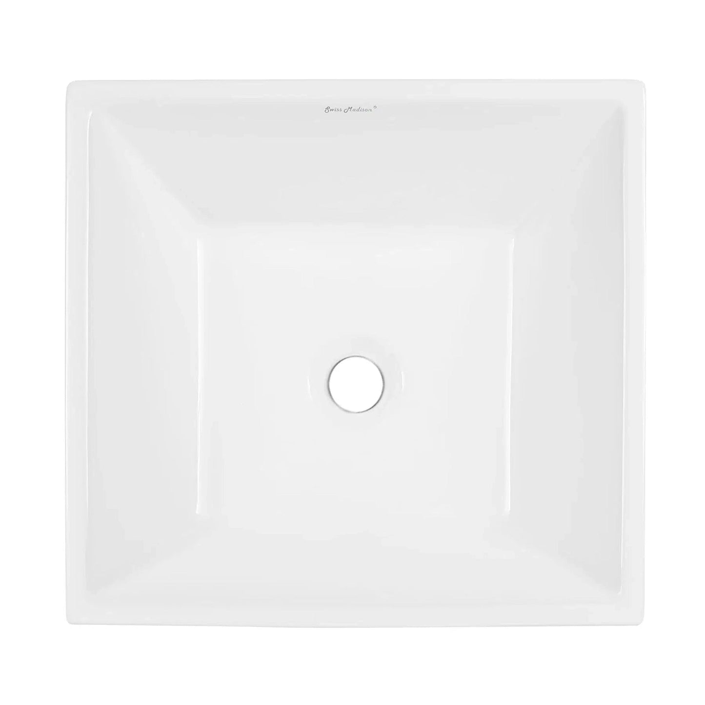 Swiss Madison St Tropez 16" x 16" White Square Ceramic Vessel Bathroom Sink