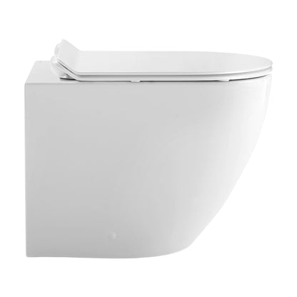 Swiss Madison St. Tropez 14" x 16" Glossy White Back-to-Wall Elongated Floor Mounted Toilet Bowl