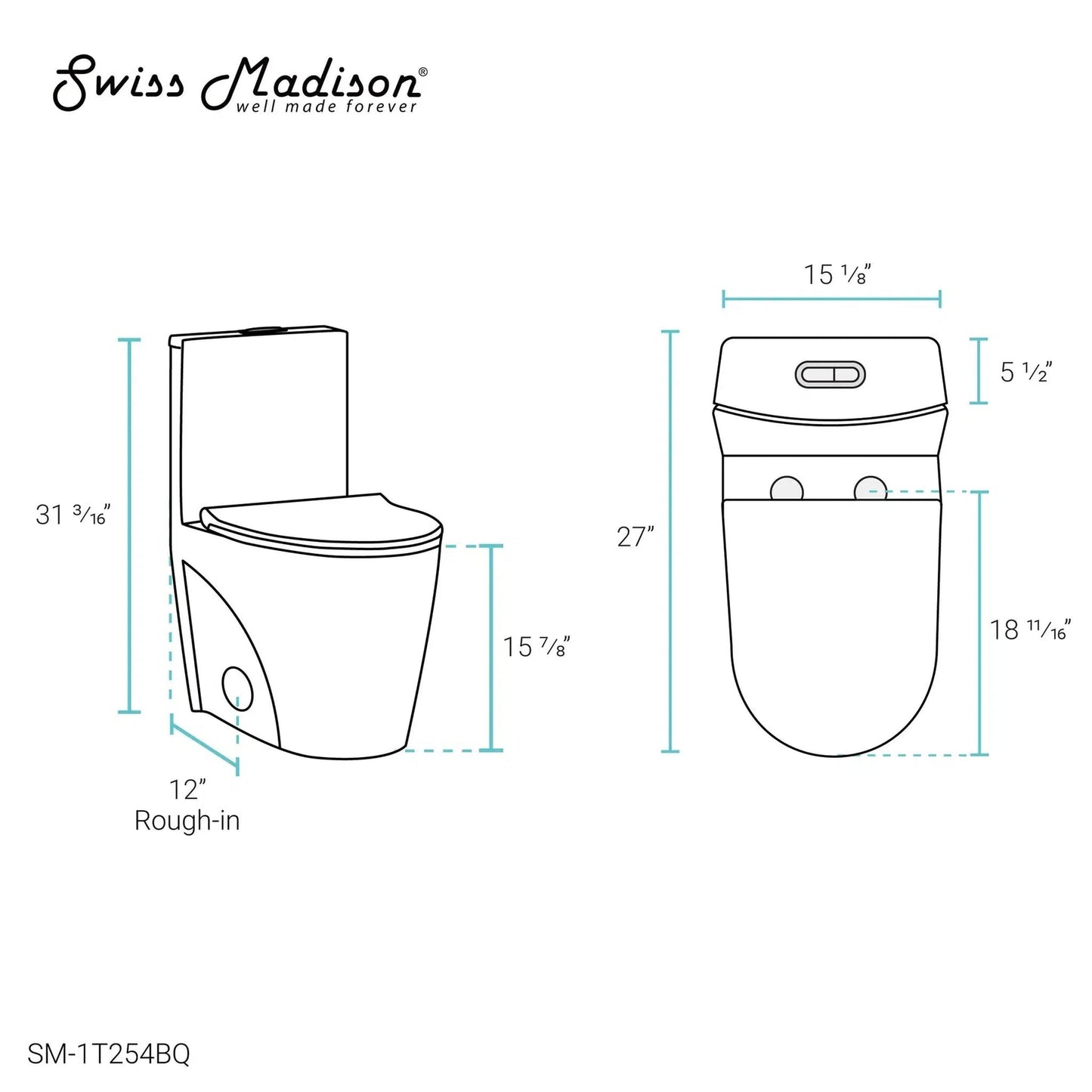 Swiss Madison St. Tropez 15" x 31" Bisque One-Piece Elongated Floor Mounted Toilet With 1.1/1.6 GPF Vortex Dual-Flush Function