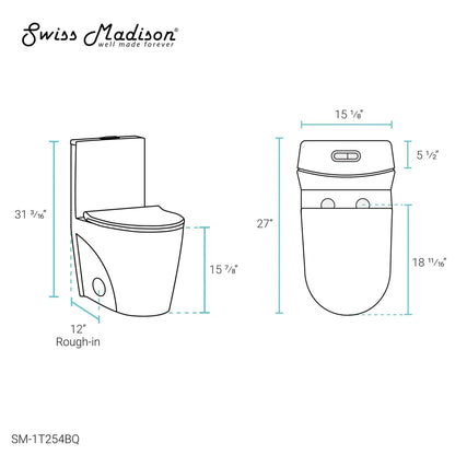 Swiss Madison St. Tropez 15" x 31" Bisque One-Piece Elongated Floor Mounted Toilet With 1.1/1.6 GPF Vortex Dual-Flush Function