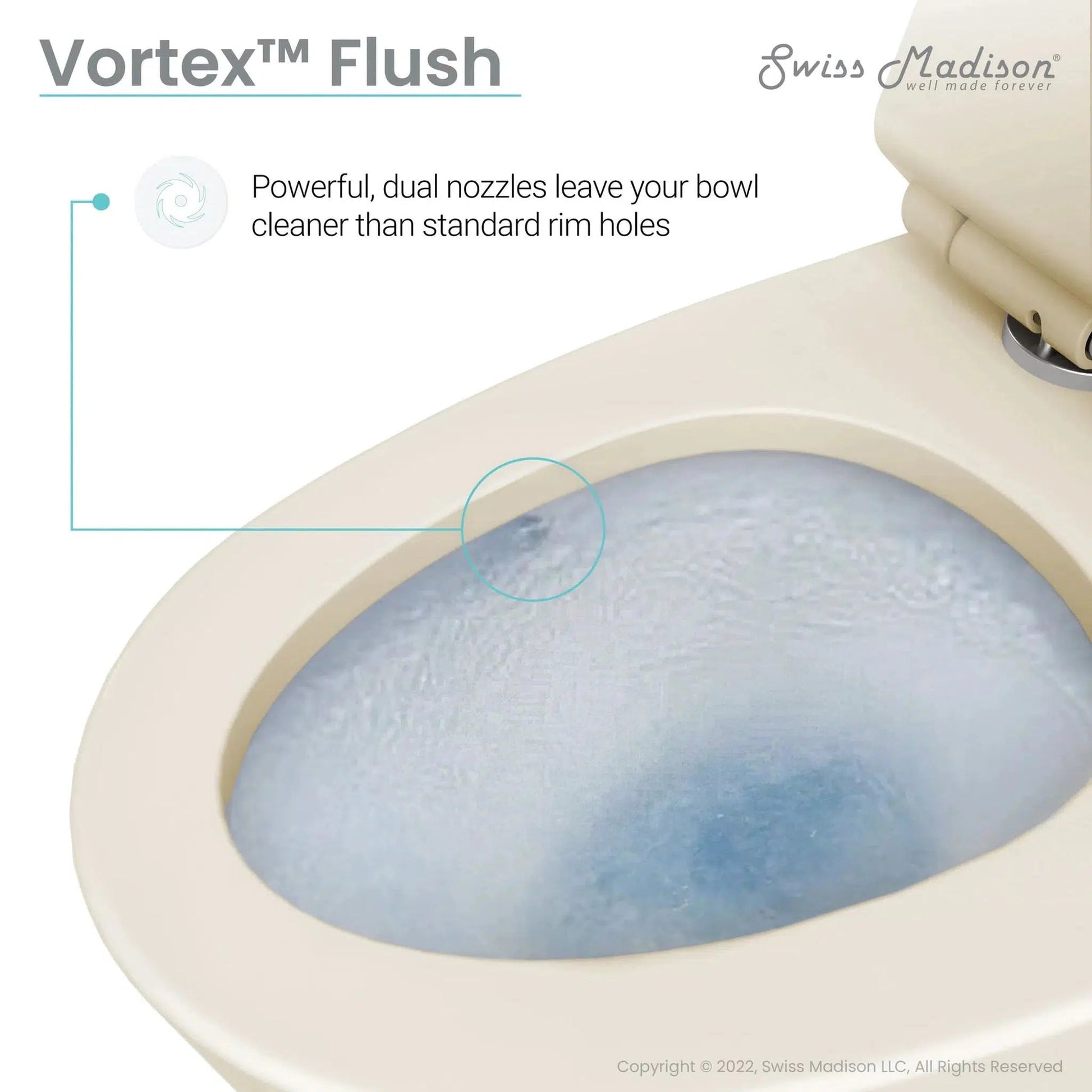 Swiss Madison St. Tropez 15" x 31" Bisque One-Piece Elongated Floor Mounted Toilet With 1.1/1.6 GPF Vortex™ Dual-Flush Function