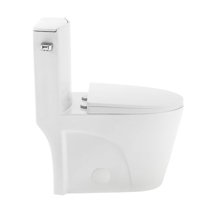 Swiss Madison St. Tropez 15" x 31" Glossy White One-Piece Elongated Floor Mounted Toilet Vortex Side Flush 1.28 GPF