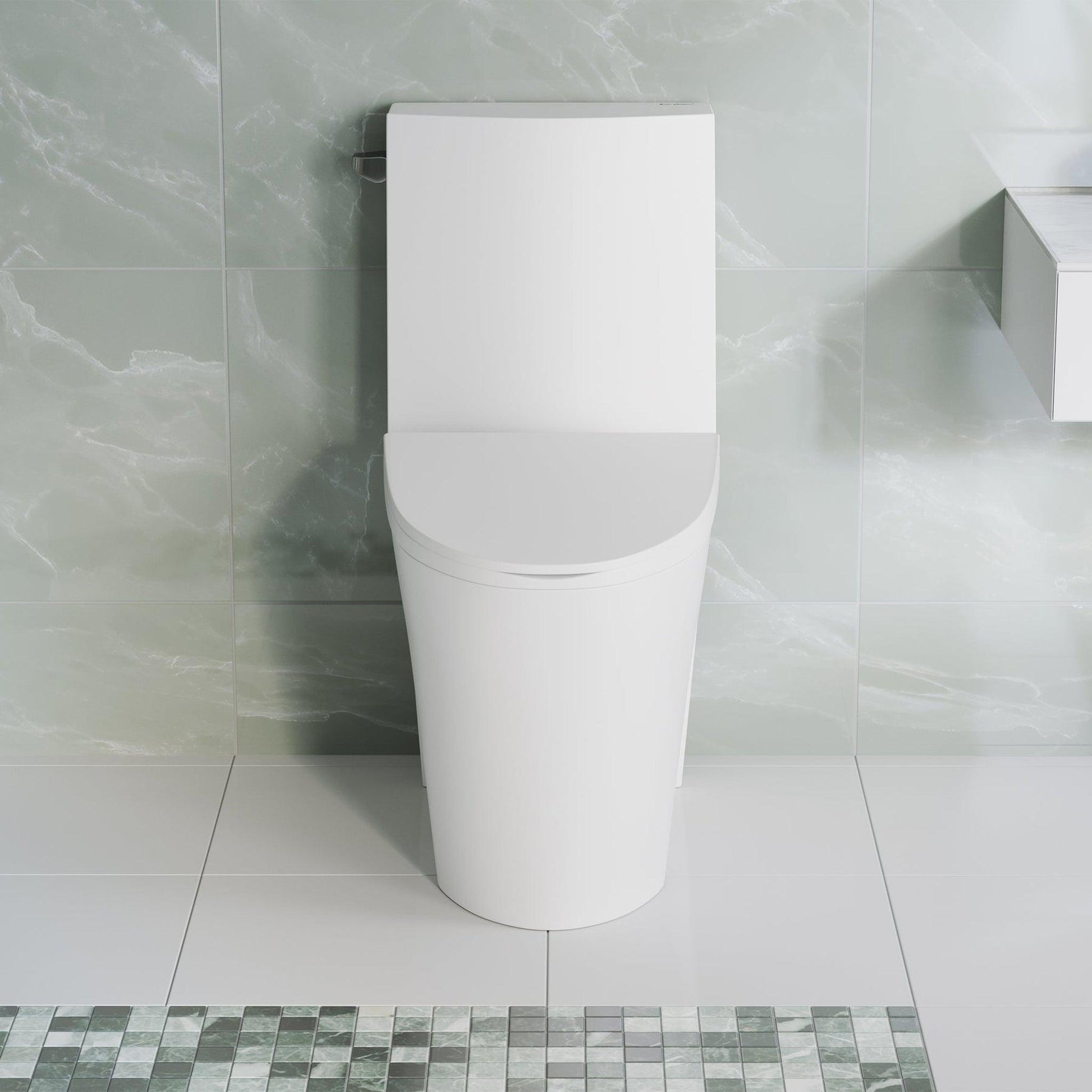 Swiss Madison St. Tropez 15" x 31" Glossy White One-Piece Elongated Floor Mounted Toilet Vortex Side Flush 1.28 GPF