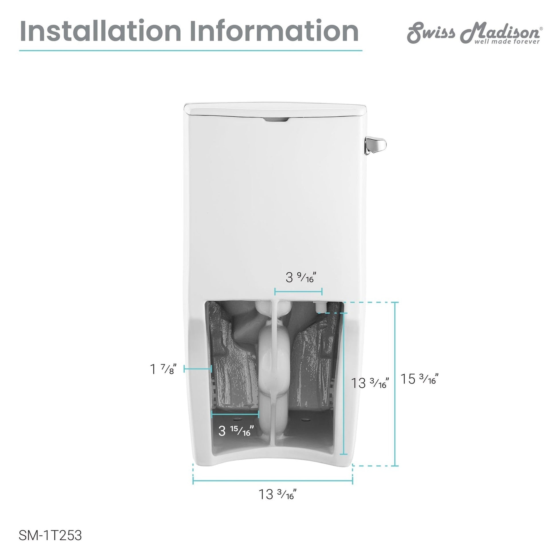 Swiss Madison St. Tropez 15" x 31" Glossy White One-Piece Elongated Floor Mounted Toilet Vortex Side Flush 1.28 GPF