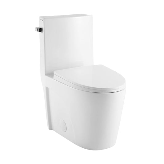 Swiss Madison St. Tropez 15" x 31" Glossy White One-Piece Elongated Floor Mounted Toilet Vortex Side Flush 1.28 GPF