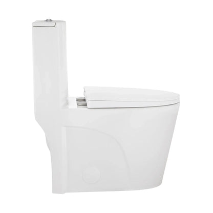 Swiss Madison St. Tropez 15" x 31" Glossy White One-Piece Elongated Floor Mounted Toilet With 10" Rough-In Valve and 1.1/1.6 GPF Vortex Dual-Flush Function