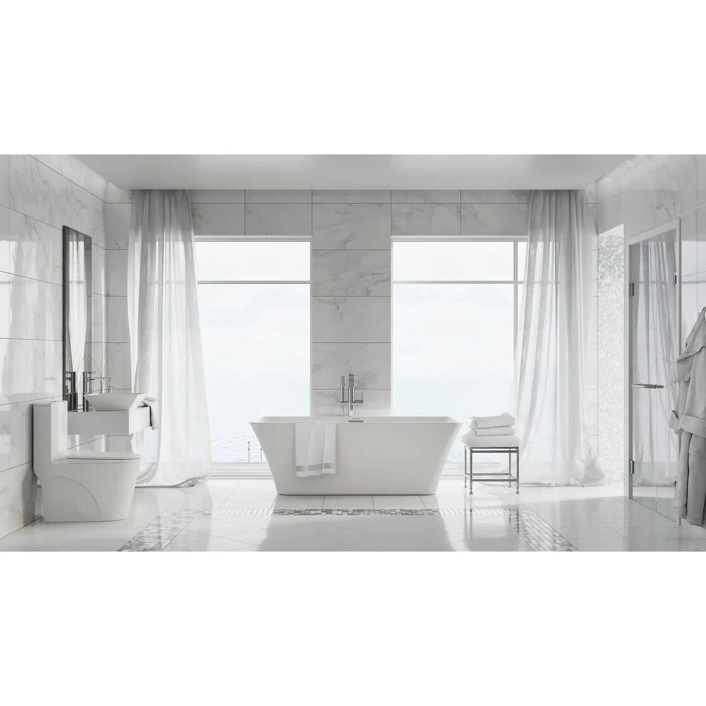 Swiss Madison St. Tropez 15" x 31" Glossy White One-Piece Elongated Floor Mounted Toilet With 10" Rough-In Valve and 1.1/1.6 GPF Vortex Dual-Flush Function