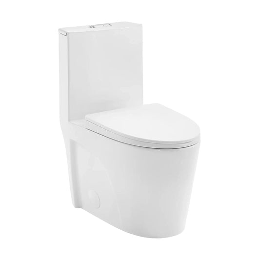 Swiss Madison St. Tropez 15" x 31" Glossy White One-Piece Elongated Floor Mounted Toilet With 10" Rough-In Valve and 1.1/1.6 GPF Vortex Dual-Flush Function