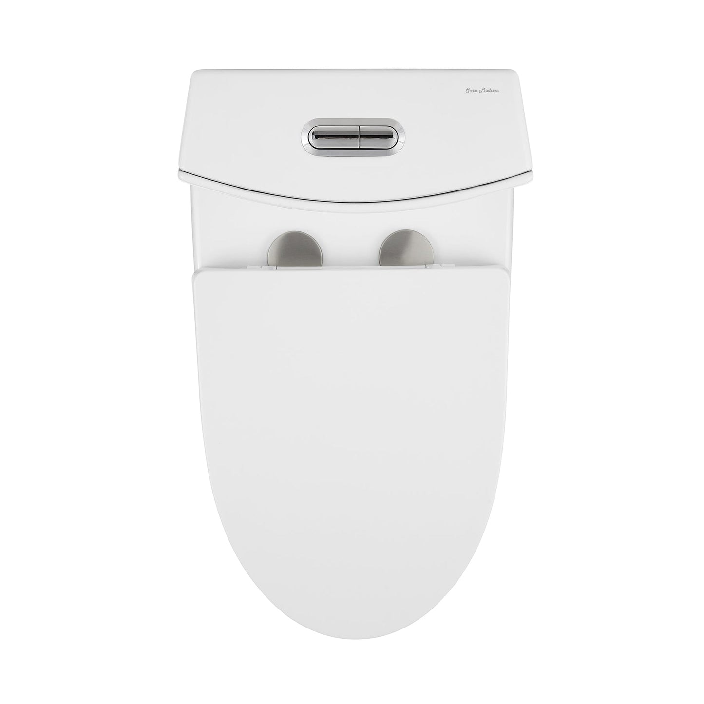 Swiss Madison St. Tropez 15" x 31" Glossy White One-Piece Elongated Floor Mounted Toilet With 12" Rough-In Valve and 1.1/1.6 GPF Vortex Dual-Flush Function