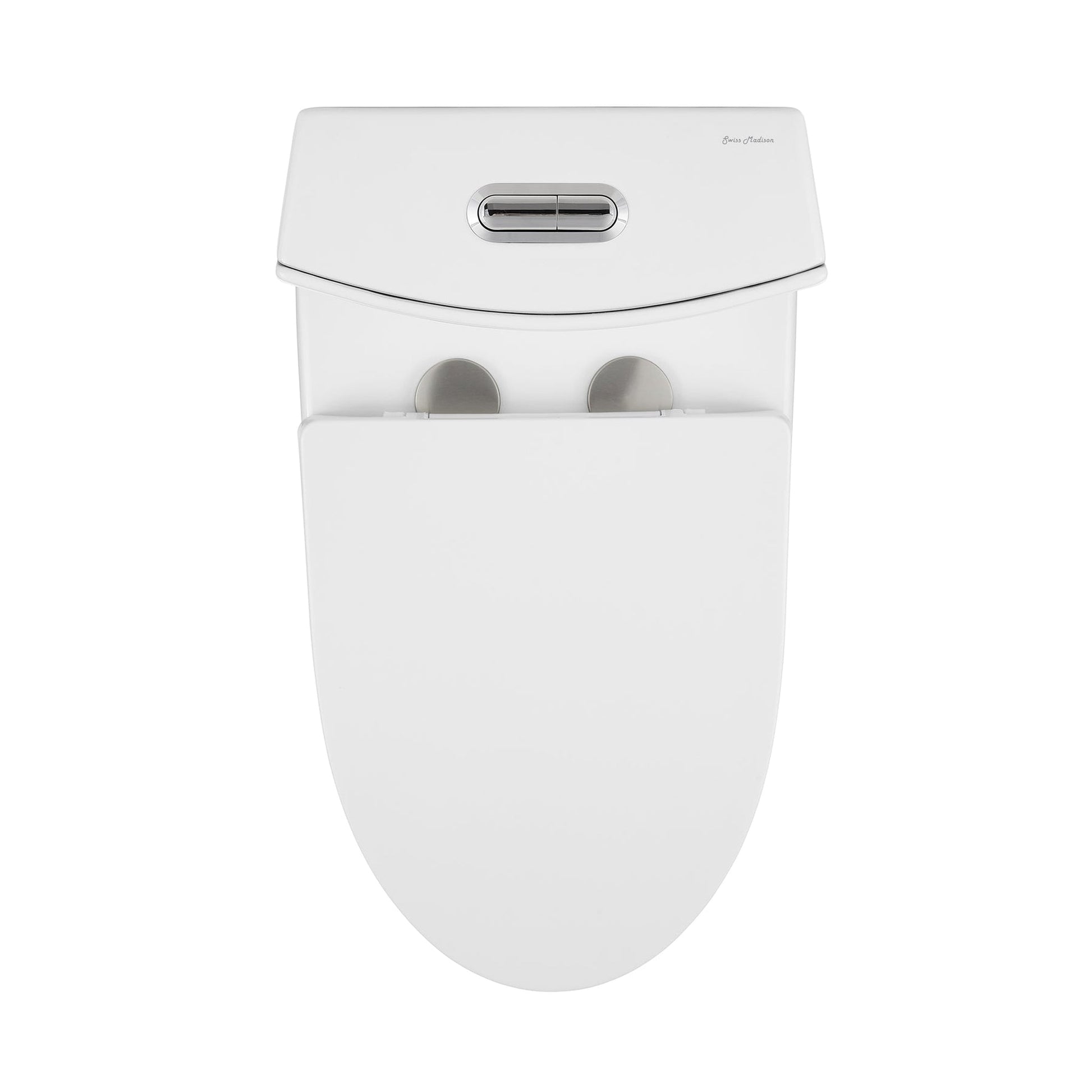 Swiss Madison St. Tropez 15" x 31" Glossy White One-Piece Elongated Floor Mounted Toilet With 12" Rough-In Valve and 1.1/1.6 GPF Vortex Dual-Flush Function