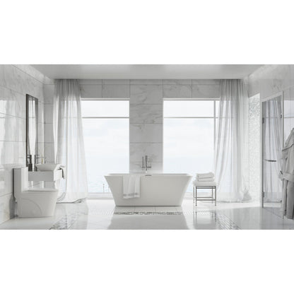 Swiss Madison St. Tropez 15" x 31" Glossy White One-Piece Elongated Floor Mounted Toilet With 12" Rough-In Valve and 1.1/1.6 GPF Vortex Dual-Flush Function