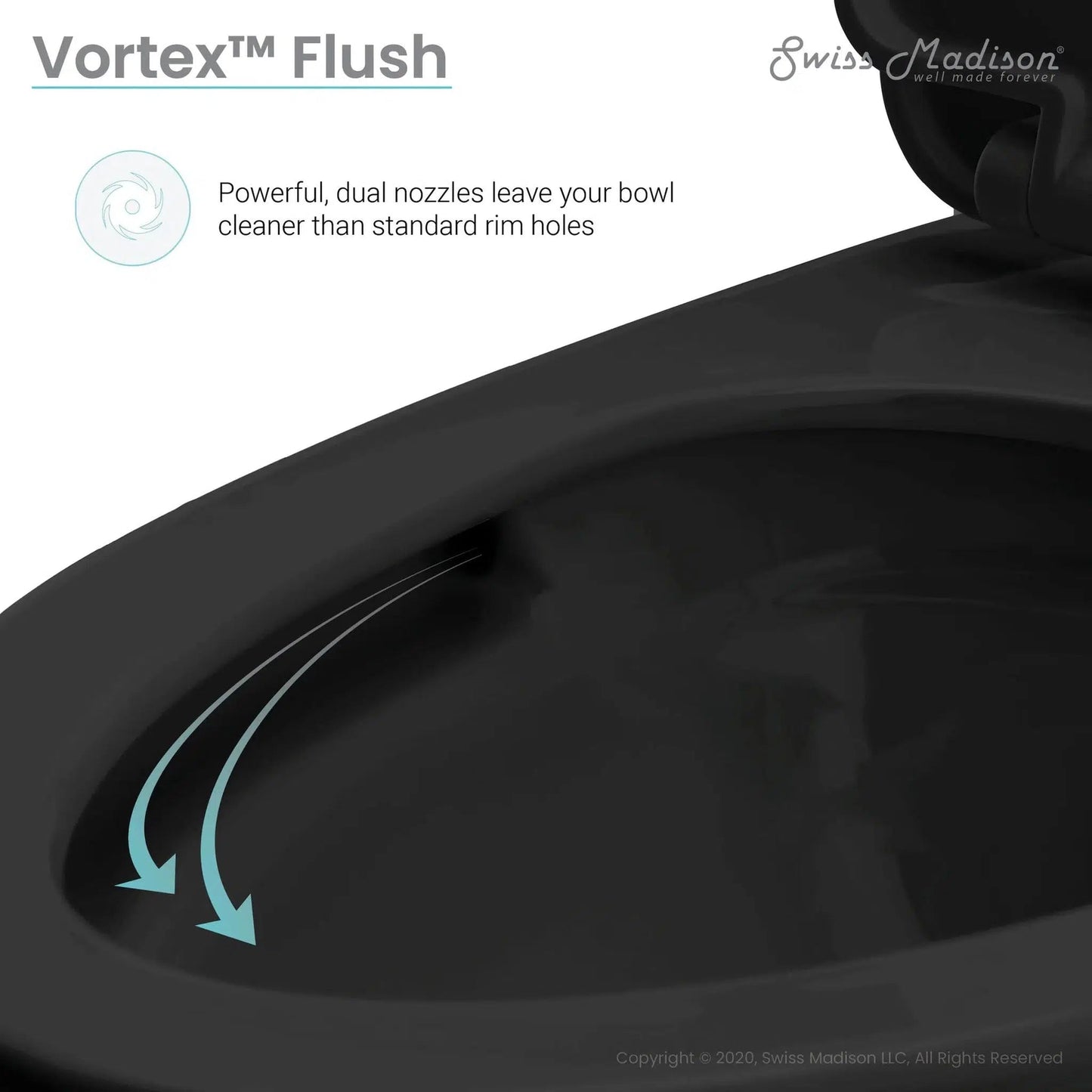 Swiss Madison St. Tropez 15" x 31" Matte Black One-Piece Elongated Floor Mounted Toilet With 1.1/1.6 GPF Vortex Dual-Flush Function