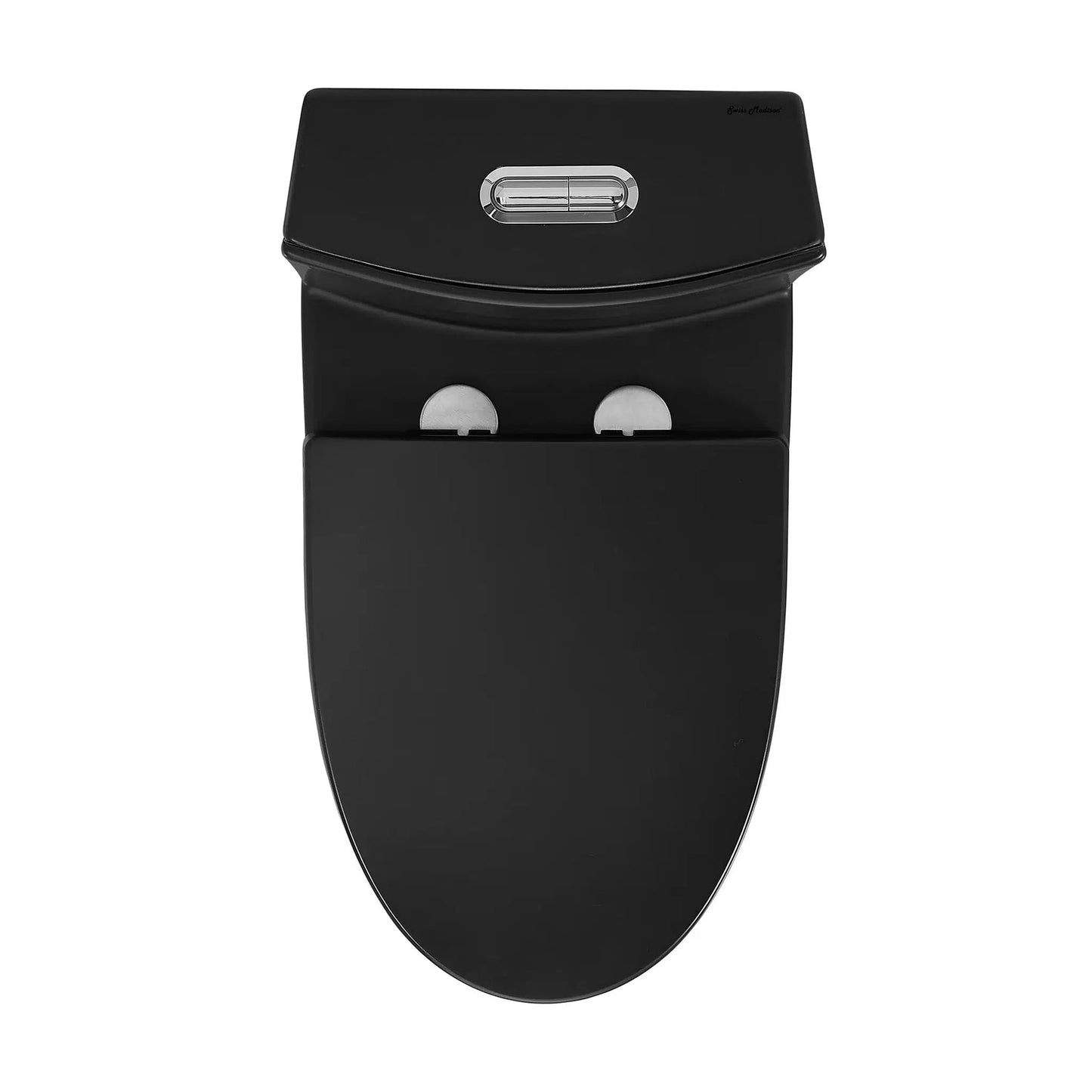 Swiss Madison St. Tropez 15" x 31" Matte Black One-Piece Elongated Floor Mounted Toilet With 1.1/1.6 GPF Vortex Dual-Flush Function