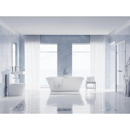 Swiss Madison St. Tropez 15" x 31" Matte White One-Piece Elongated Floor Mounted Toilet With 1.1/1.6 GPF Vortex Dual-Flush Function