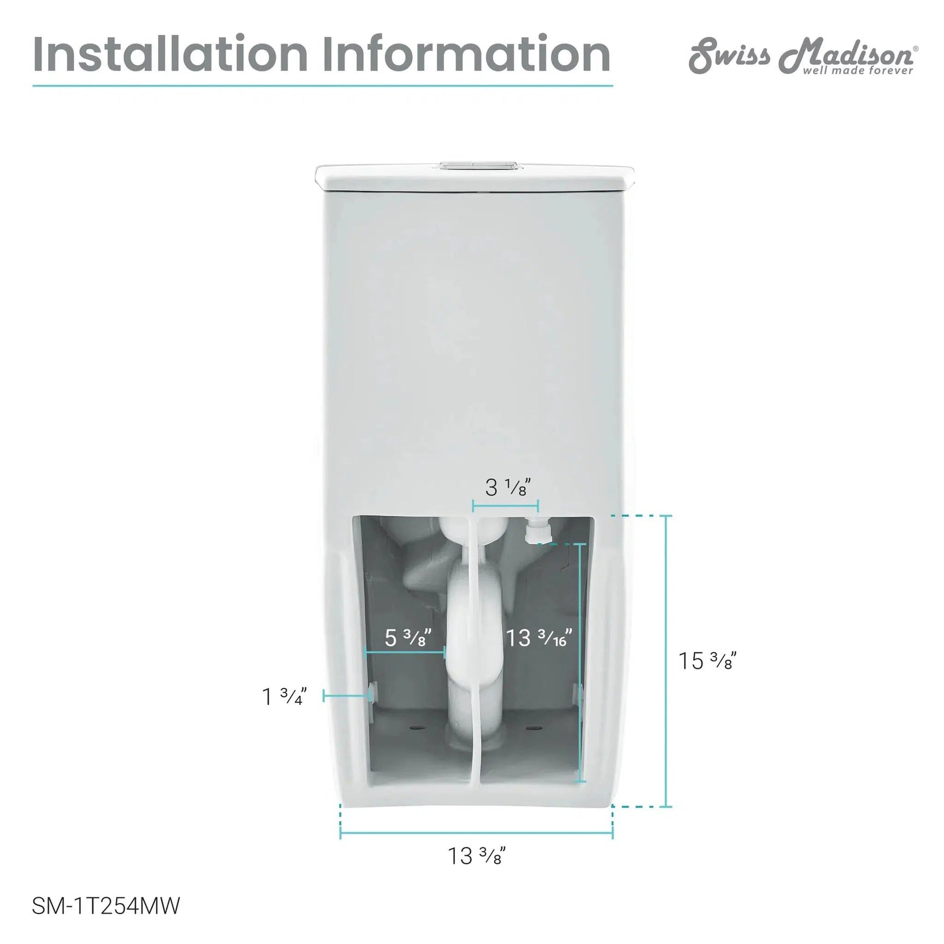 Swiss Madison St. Tropez 15" x 31" Matte White One-Piece Elongated Floor Mounted Toilet With 1.1/1.6 GPF Vortex Dual-Flush Function