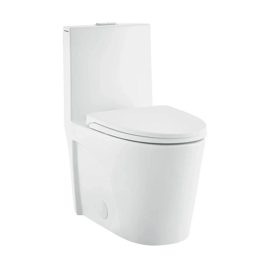 Swiss Madison St. Tropez 15" x 31" Matte White One-Piece Elongated Floor Mounted Toilet With 1.1/1.6 GPF Vortex Dual-Flush Function