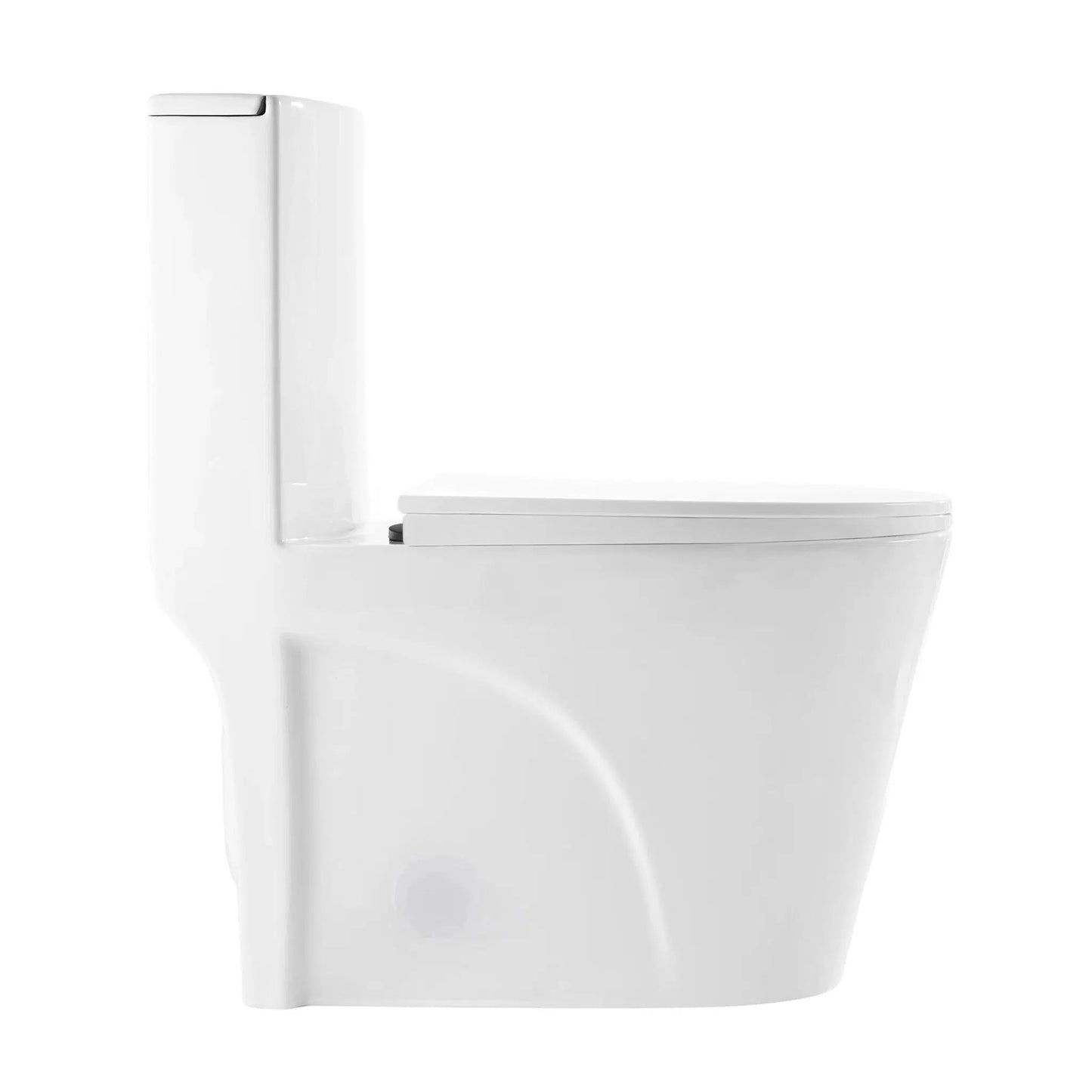 Swiss Madison St. Tropez 15" x 31" White One-Piece Elongated Floor Mounted Toilet With Black Hardware and 1.1/1.6 GPF Vortex Dual-Flush Function