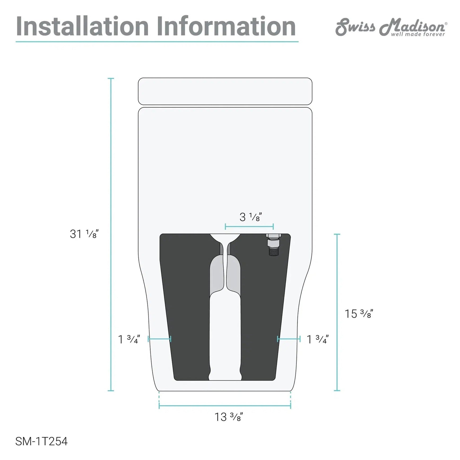 Swiss Madison St. Tropez 15" x 31" White One-Piece Elongated Floor Mounted Toilet With Black Hardware and 1.1/1.6 GPF Vortex Dual-Flush Function