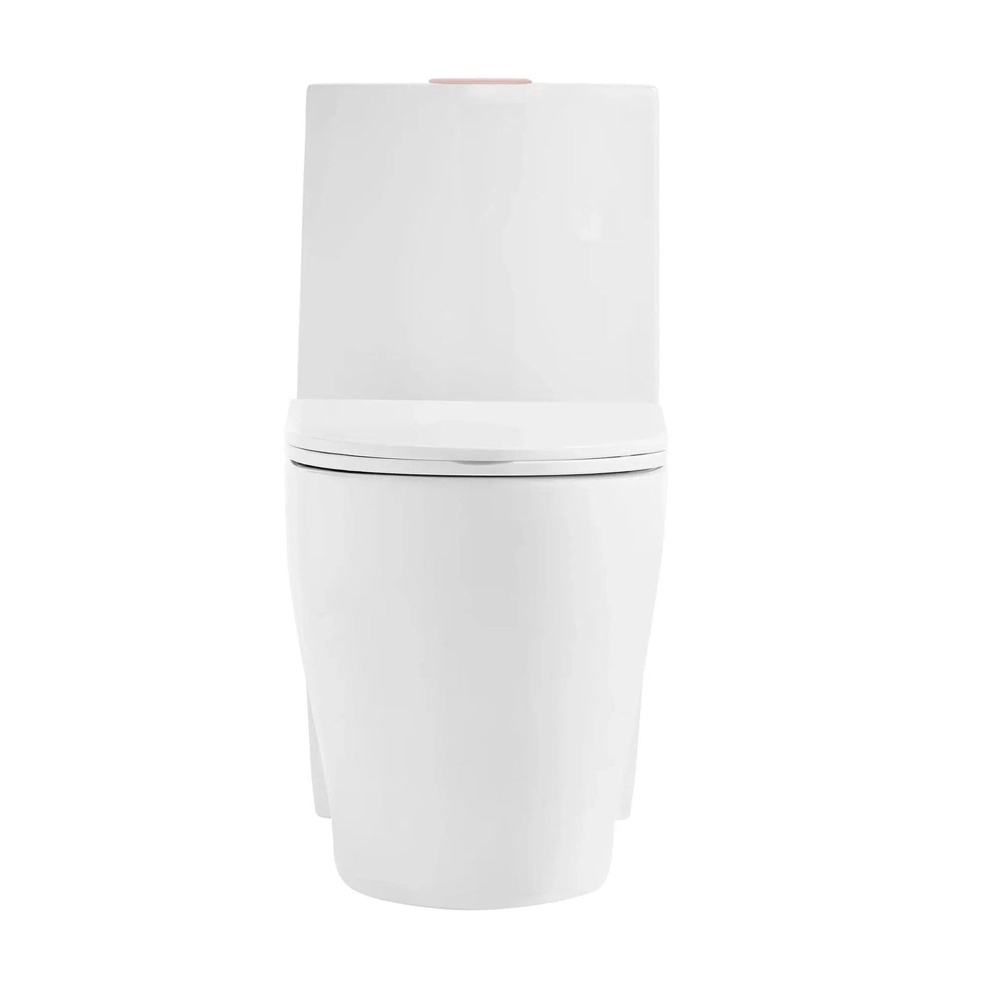 Swiss Madison St. Tropez 15" x 31" White One-Piece Elongated Floor Mounted Toilet With Rose Gold Hardware and 1.1/1.6 GPF Vortex Dual-Flush Function