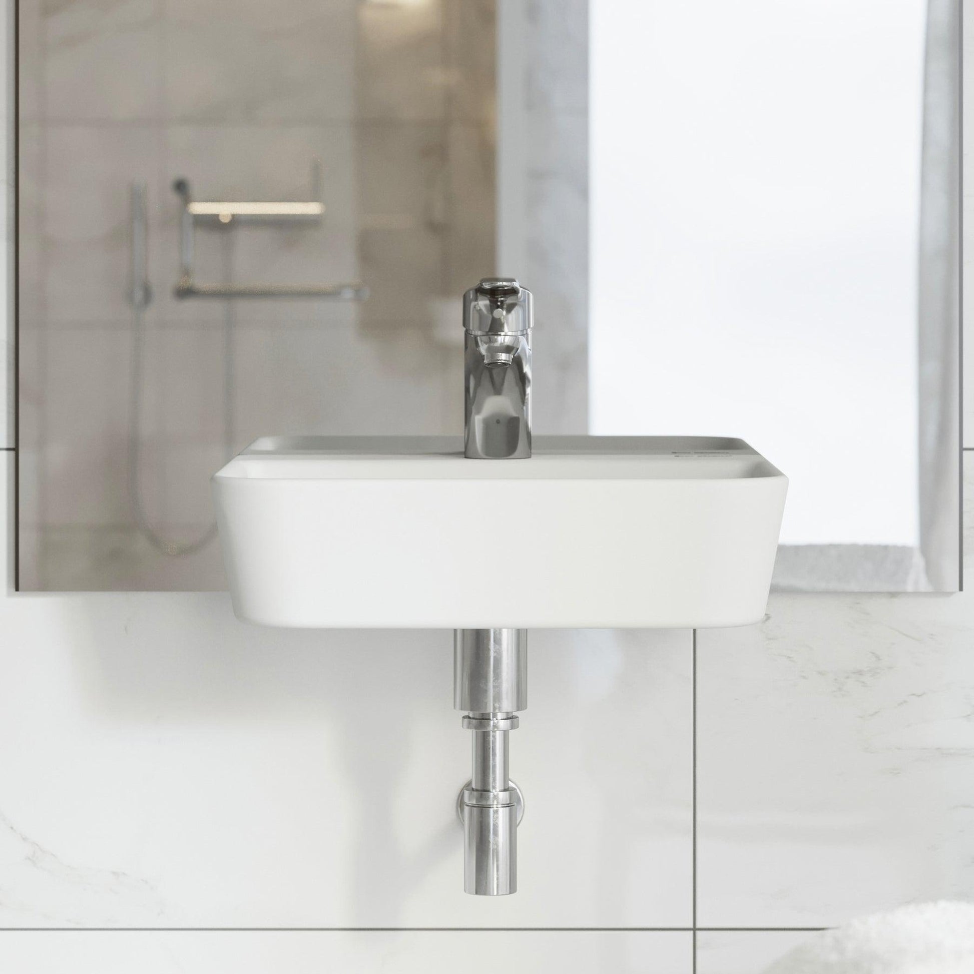 Swiss Madison St. Tropez 18" x 13" Rectangular White Ceramic Wall-Hung Bathroom Sink With Single Hole Faucet