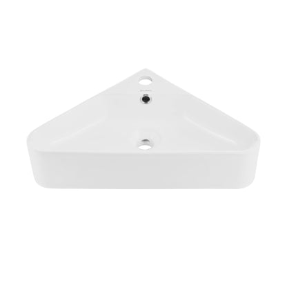 Swiss Madison St. Tropez 22" x 13" Corner White Ceramic Wall-Hung Bathroom Sink With Single Hole Faucet