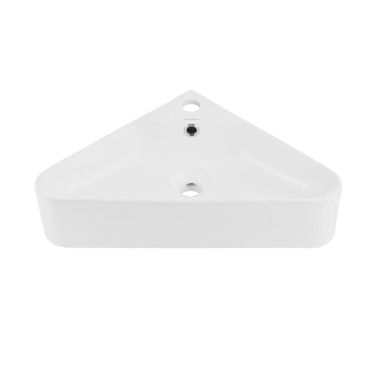 Swiss Madison St. Tropez 22" x 13" Corner White Ceramic Wall-Hung Bathroom Sink With Single Hole Faucet