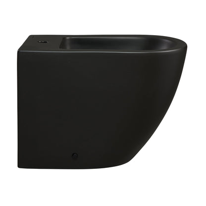 Swiss Madison St. Tropez 22" x 16" Matte Black Elongated Back-To-Wall Bidet With Single Faucet Hole and Matte Black Overflow Cover