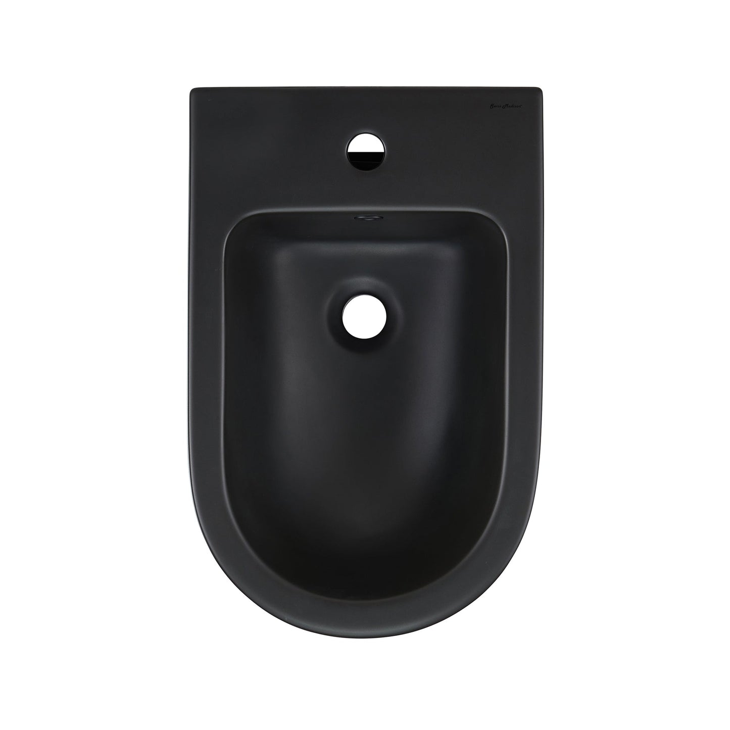 Swiss Madison St. Tropez 22" x 16" Matte Black Elongated Back-To-Wall Bidet With Single Faucet Hole and Matte Black Overflow Cover