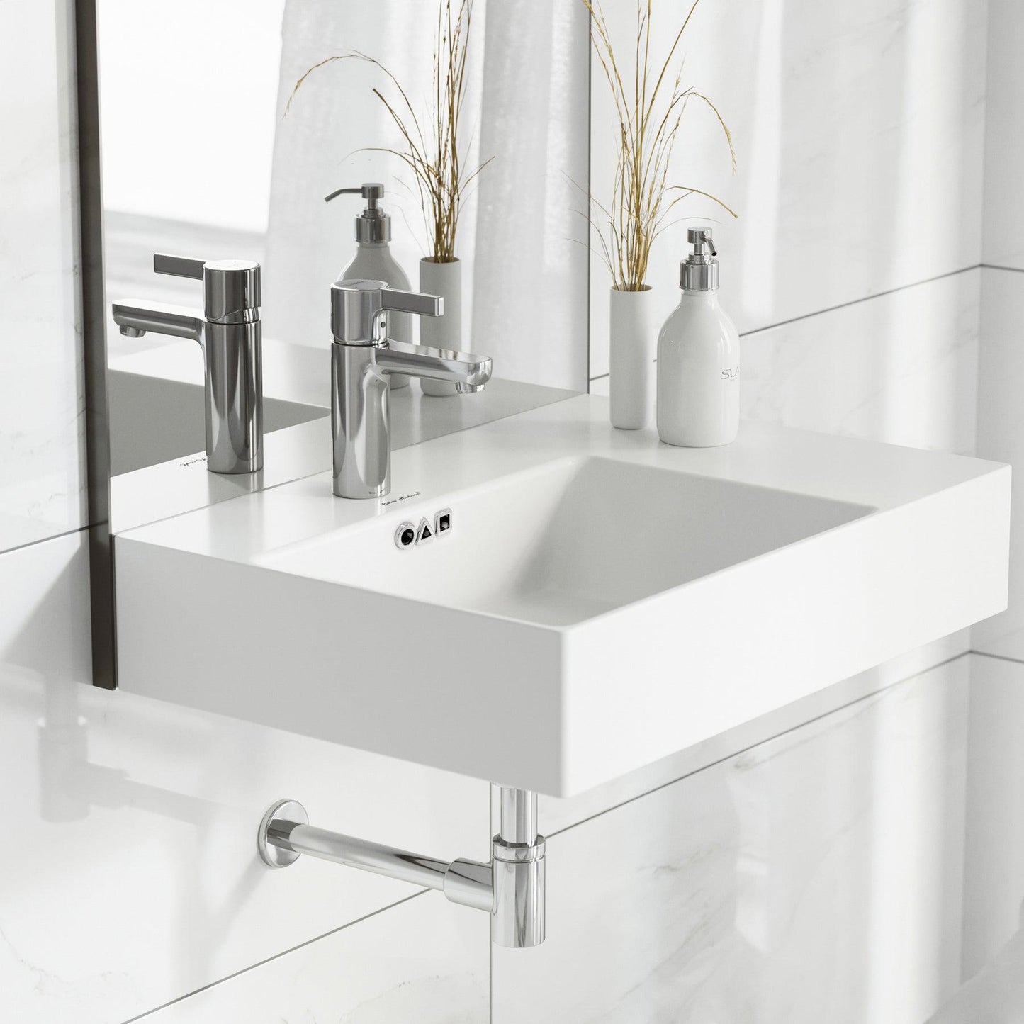 Swiss Madison St. Tropez 24" x 17" Rectangular White Ceramic Wall-Hung Bathroom Sink With Left Side Single Hole Faucet