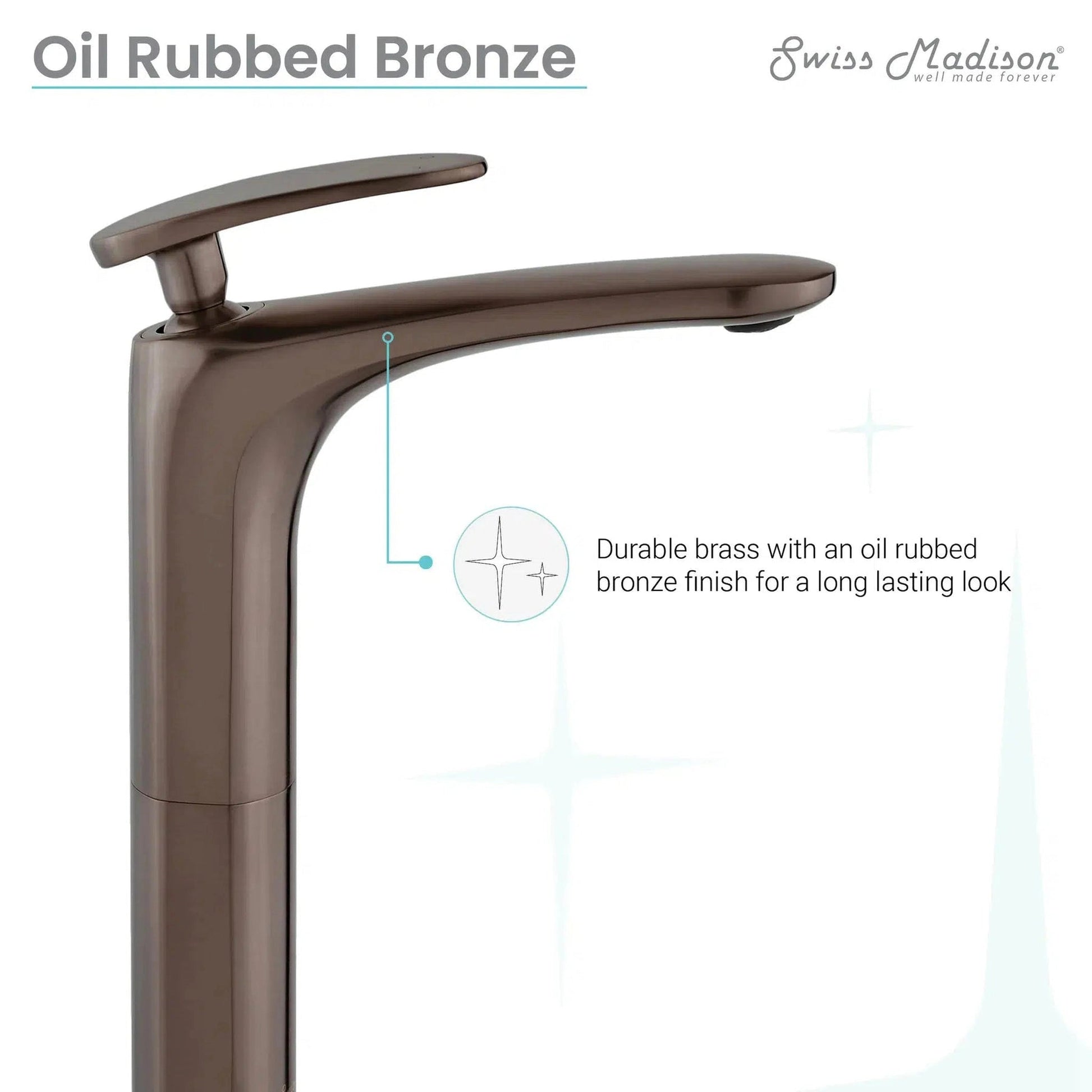 Swiss Madison Sublime 11" Oil Rubbed Bronze Single Hole Bathroom Faucet With Flow Rate of 1.2 GPM
