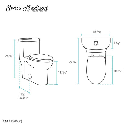 Swiss Madison Sublime 16" x 28" Bisque One-Piece Elongated Floor Mounted Toilet With 1.1/1.6 GPF Dual-Flush Function