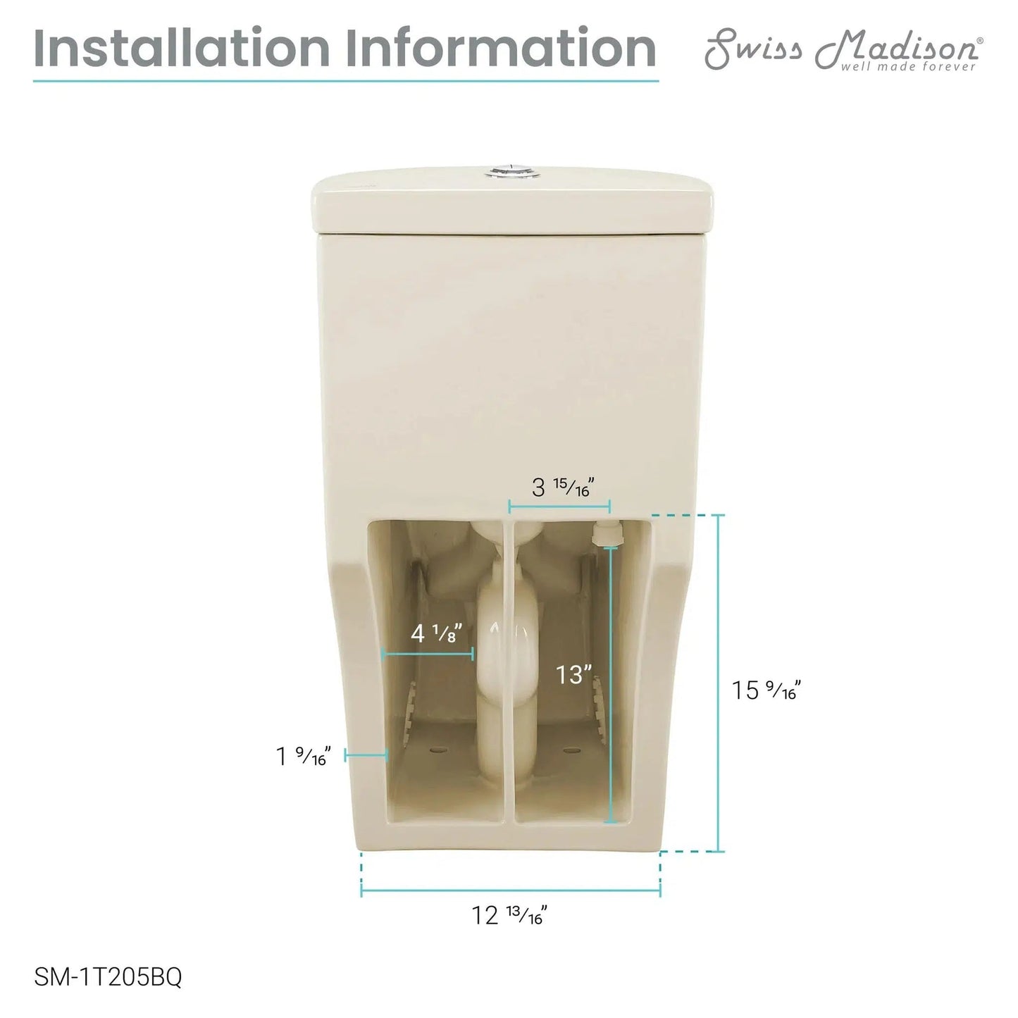 Swiss Madison Sublime 16" x 28" Bisque One-Piece Elongated Floor Mounted Toilet With 1.1/1.6 GPF Dual-Flush Function